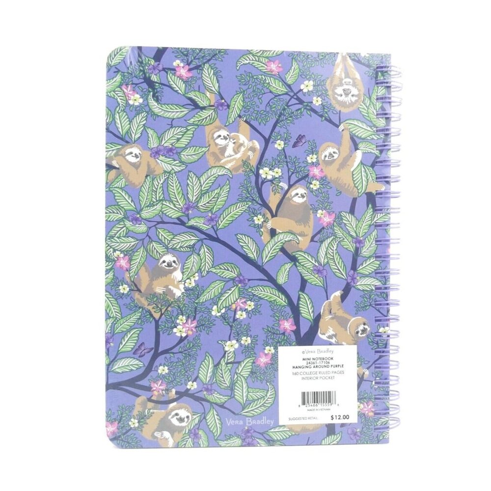 Vera Bradley Hanging Around Purple Mini Spiral Notebook NWT - Picture 2 of 2